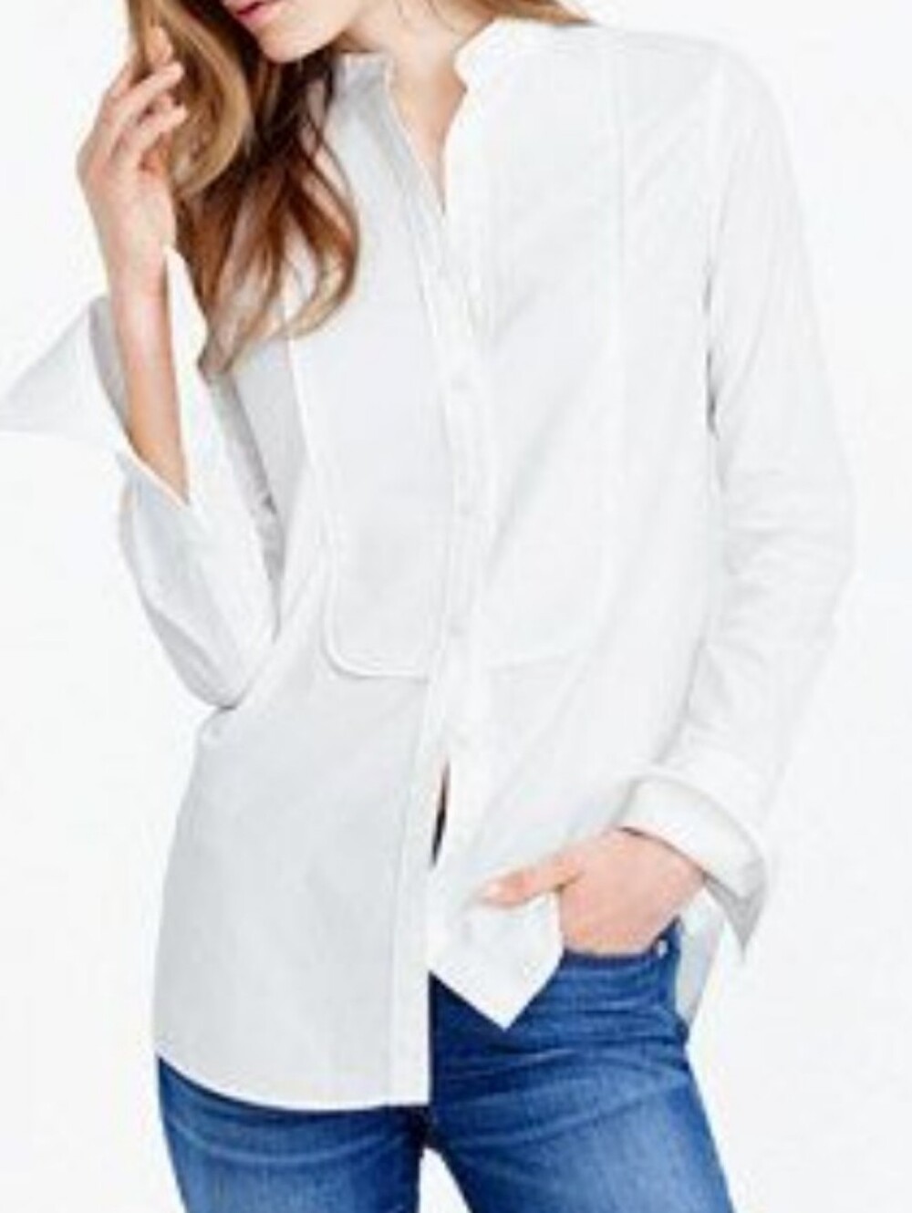 Tomas Mason Shirtings For J.crew NWT white Mandarin-collar Tuxedo Shirt Size 4.